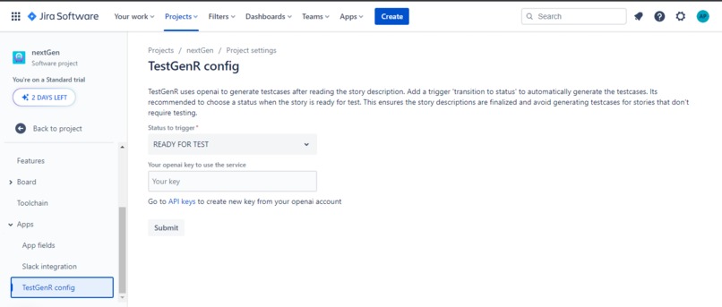 Config page